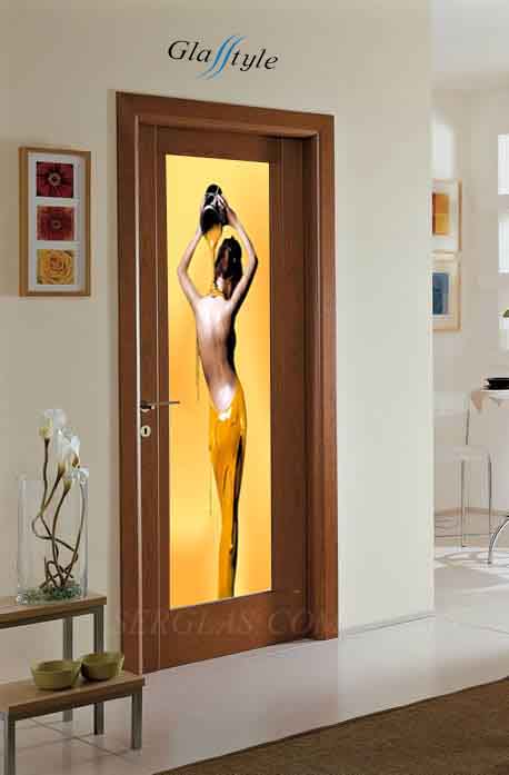Donna gialla stampa vetro porte in vetro porte scorrevoli vetro porte vetri porte in cristallo moderne porte vetro design