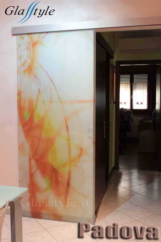 Dorella porta in vetro design stampata scorrevole esterna porte vicenza porte arzignano porte verona porte vetro scorrevoli
