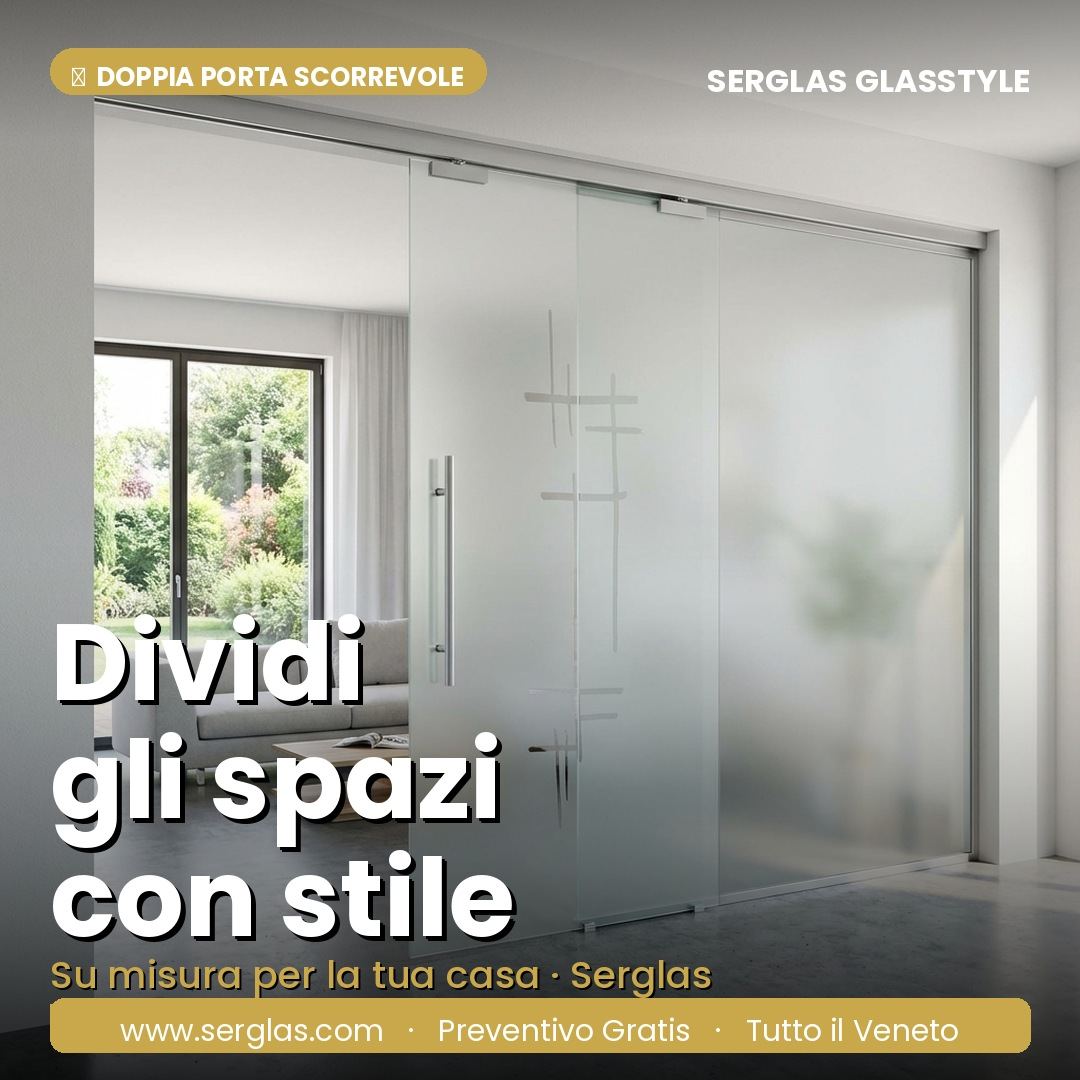 Doppia porta in vetro scorrevole satinato elegante a Montebelluna
