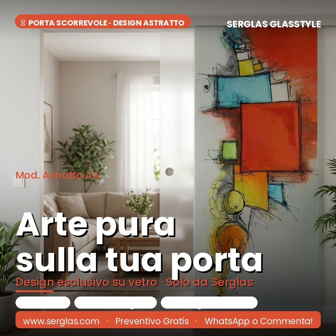 Porta in vetro scorrevole con design astratto, modello A a Pianiga