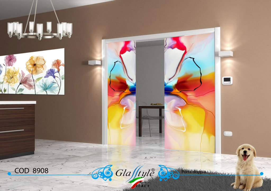 Porte in vetro scorrevole di design colorate e personalizzabili, ideali per arredare con stile e funzionalità ogni ambiente.